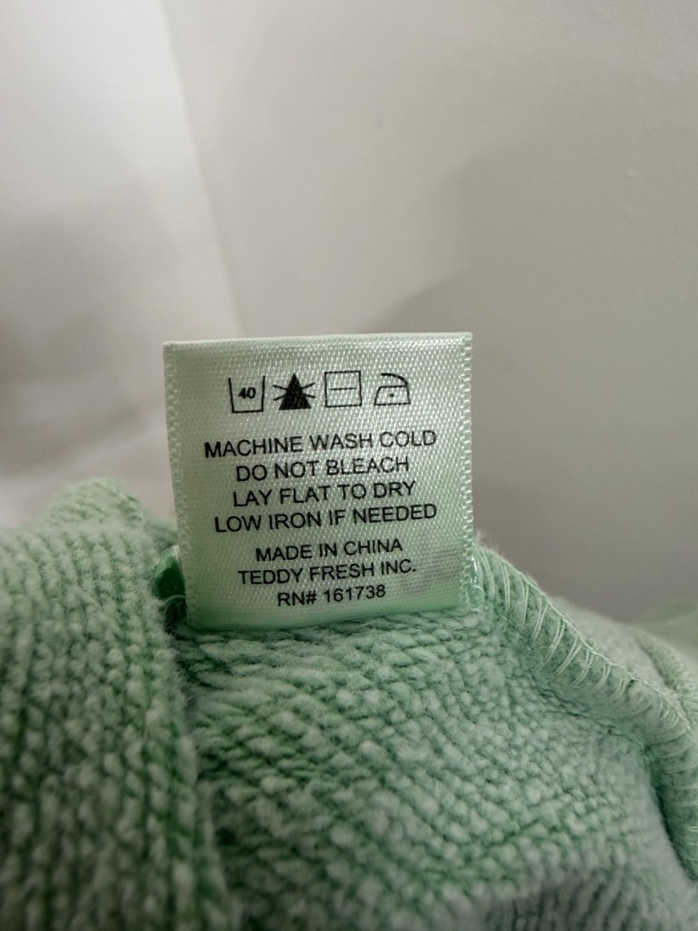 Teddy Fresh Women's Classic Zip Hoodie Mint Green Size Large - Picture 15 of 16